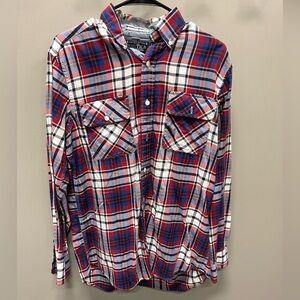Nautica Men's Plaid Shirt in Red, Blue, and White